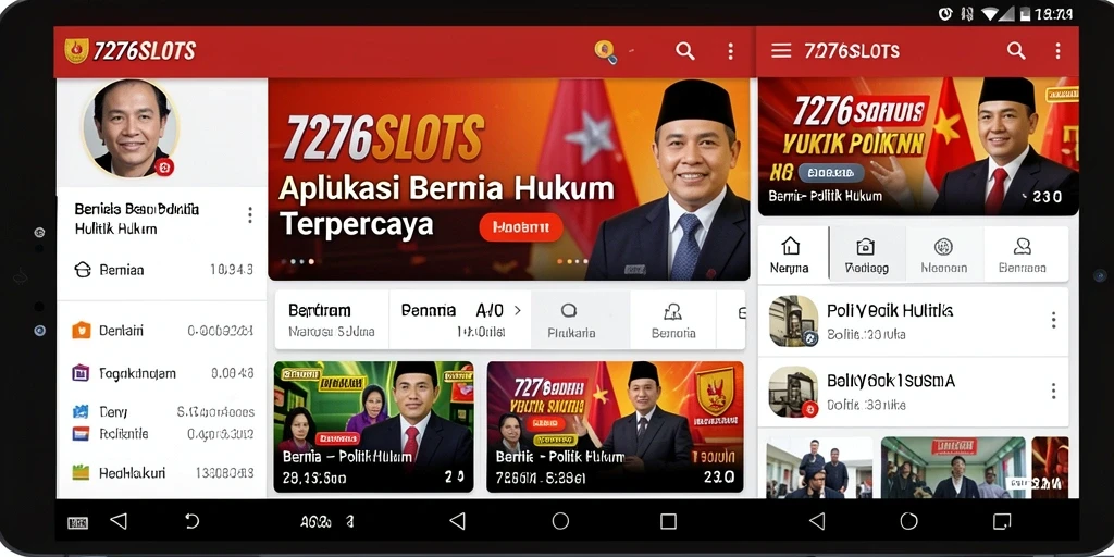 Screenshot antarmuka aplikasi 7276SLOTS menampilkan fitur Politik Hukum.