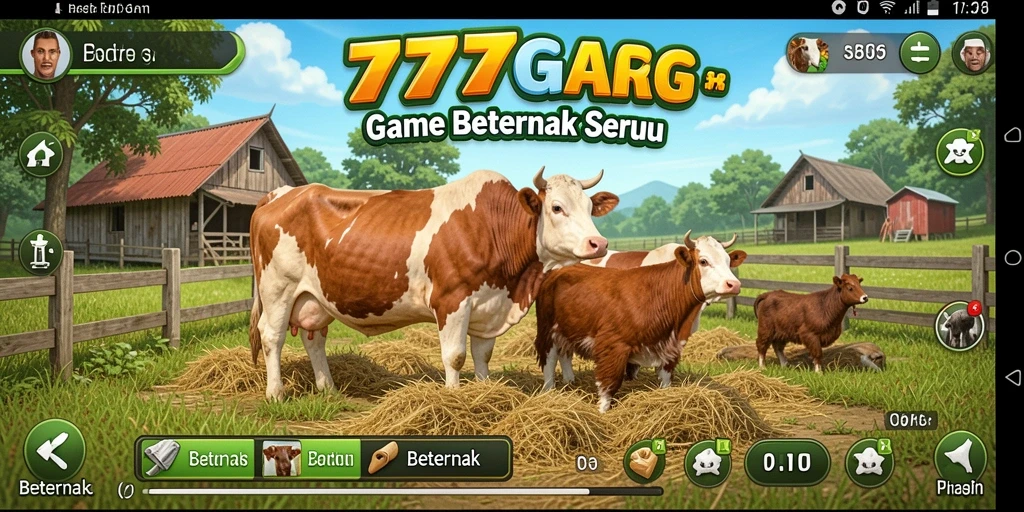 Screenshot menunjukkan antarmuka pertanian yang penuh warna dan menarik.
