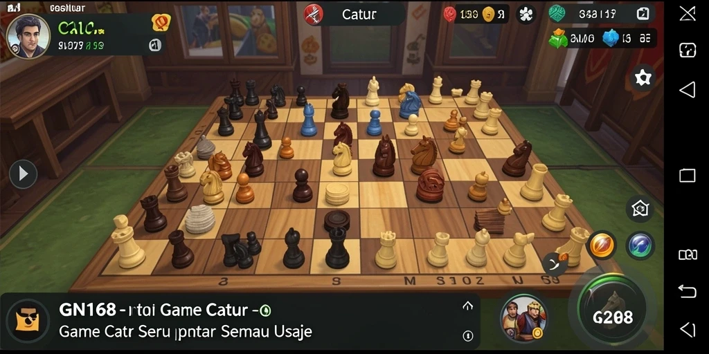 Antarmuka GN168 yang modern dan interaktif untuk permainan Catur.