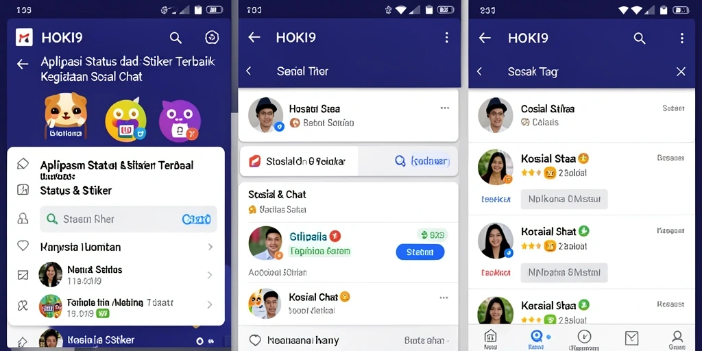 Screenshot aplikasi HOKI9 menampilkan koleksi stiker yang kaya.