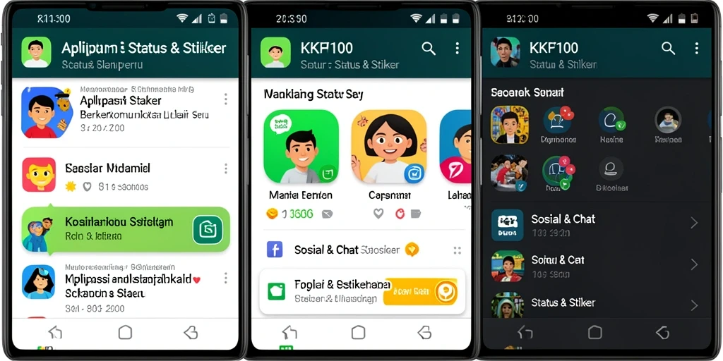 Antarmuka KPK100 menampilkan berbagai stiker dan status yang menarik.