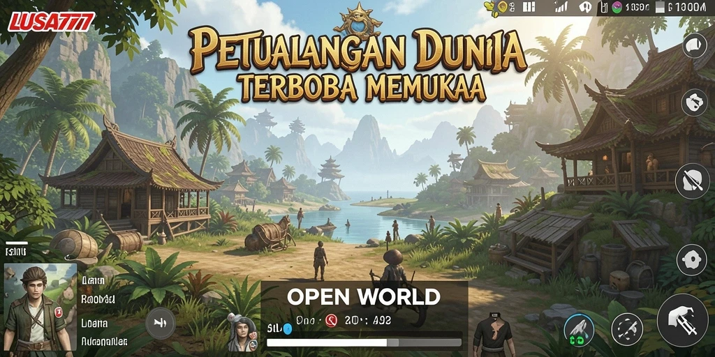 Antarmuka <strong>LUSA777</strong> menampilkan dunia terbuka yang menarik dan kaya fitur.
