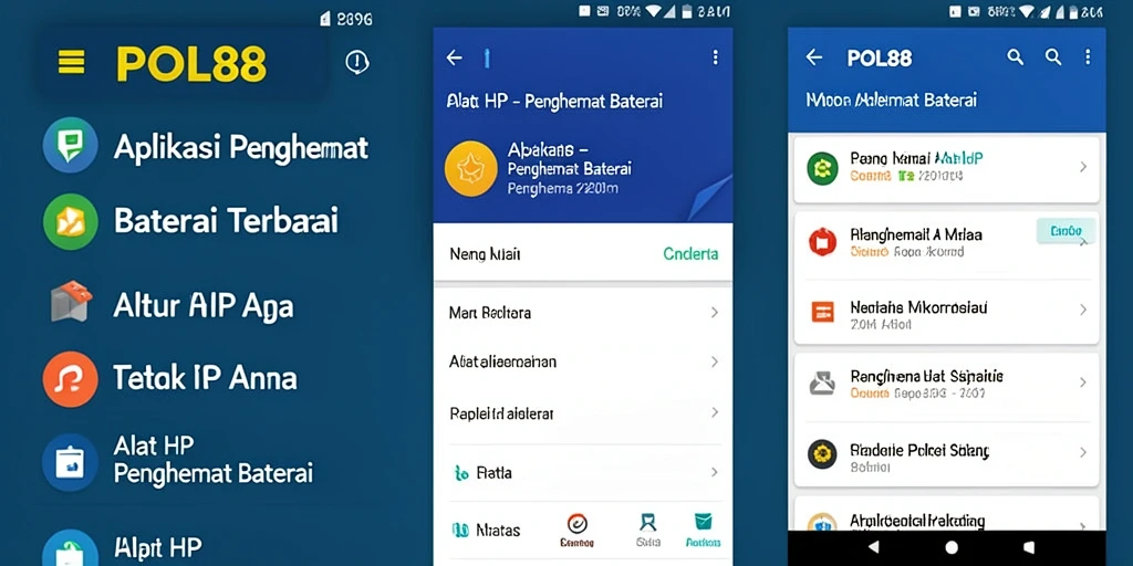 Antarmuka utama POL88 menampilkan fungsi penghemat baterai yang mudah dipahami.