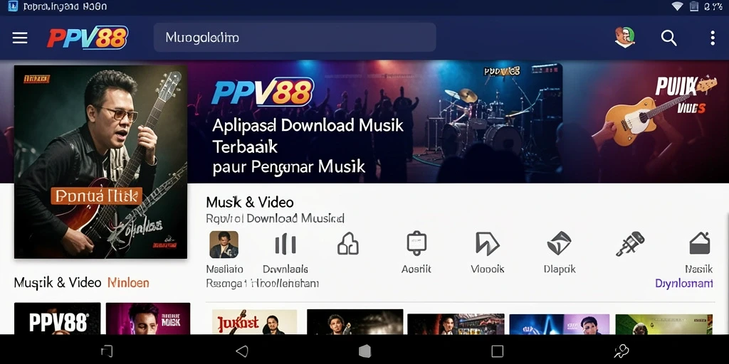 Antarmuka pengguna aplikasi PPV88 untuk Download Musik yang menarik.