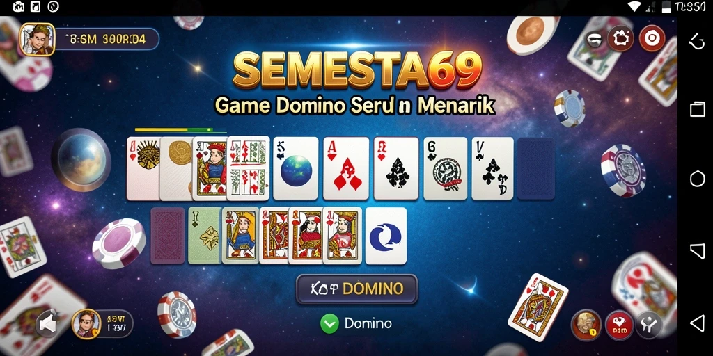 Screenshot SEMESTA69 menampilkan antarmuka permainan Domino yang menarik dan interaktif.