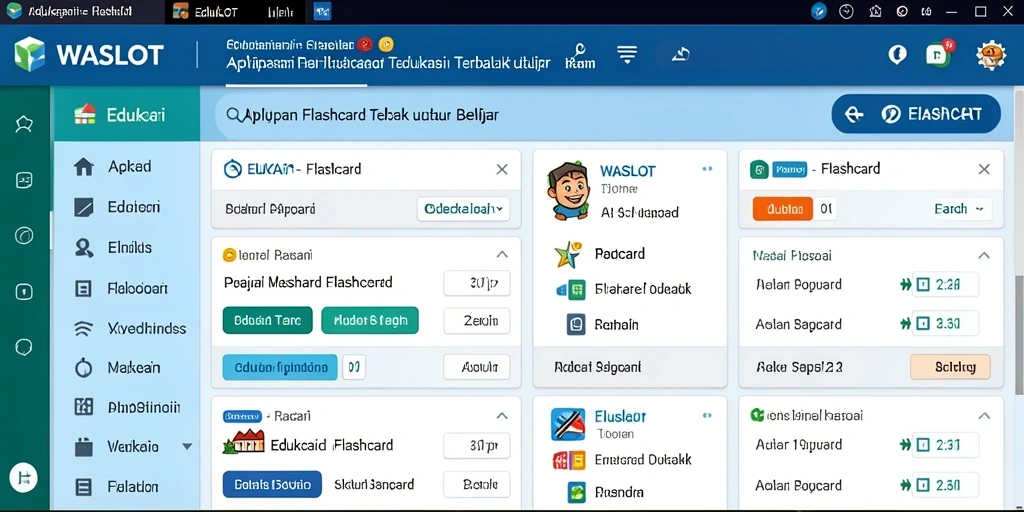 Antarmuka aplikasi WASLOT untuk belajar menggunakan flashcard dengan mudah.