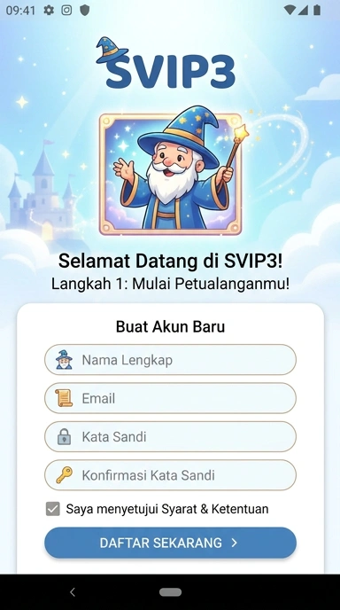 Cara Registrasi Akun Baru svip3 Untuk Pengguna Android